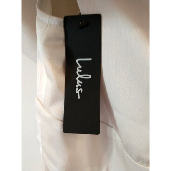 Lulus Always Celebrating Ivory Satin Off-the-Shoulder Mini Dress - L*   NWT - Picture 4 of 10